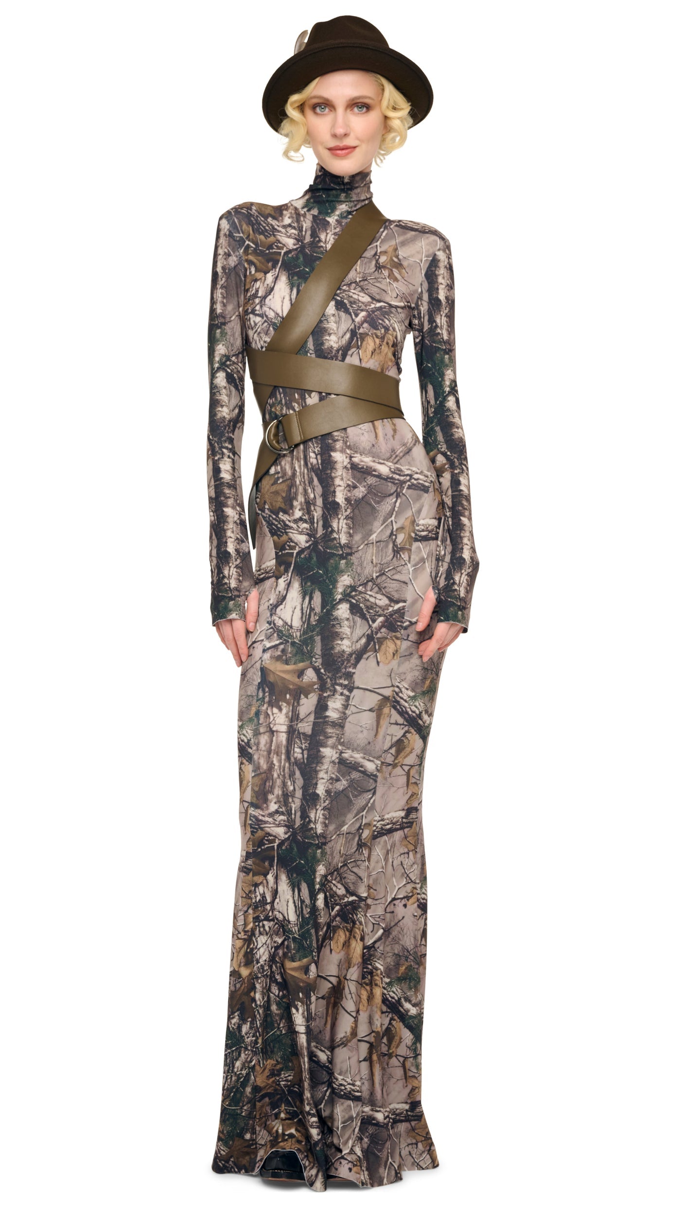 Norma Kamali LONG SLEEVE TURTLE FISHTAIL GOWN