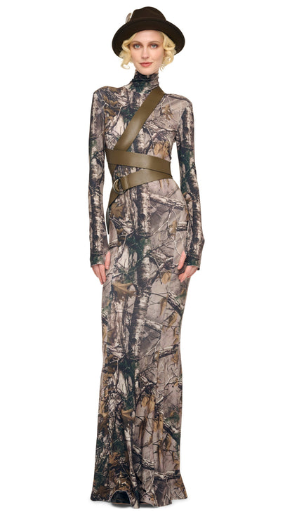 Norma Kamali LONG SLEEVE TURTLE FISHTAIL GOWN