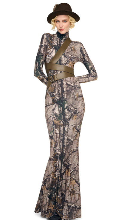 Norma Kamali LONG SLEEVE TURTLE FISHTAIL GOWN